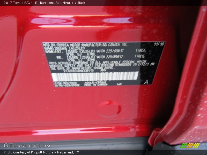 Barcelona Red Metallic / Black 2017 Toyota RAV4 LE