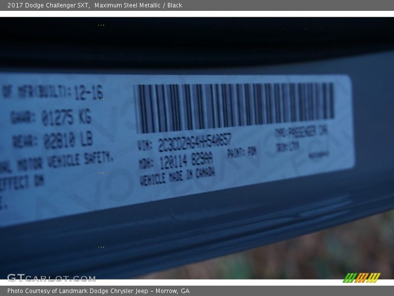 Maximum Steel Metallic / Black 2017 Dodge Challenger SXT