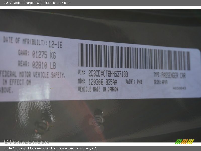 Pitch-Black / Black 2017 Dodge Charger R/T