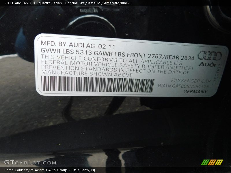 Condor Grey Metallic / Amaretto/Black 2011 Audi A6 3.0T quattro Sedan
