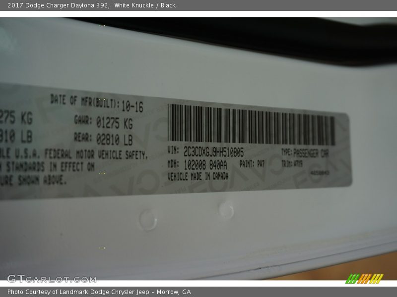 White Knuckle / Black 2017 Dodge Charger Daytona 392