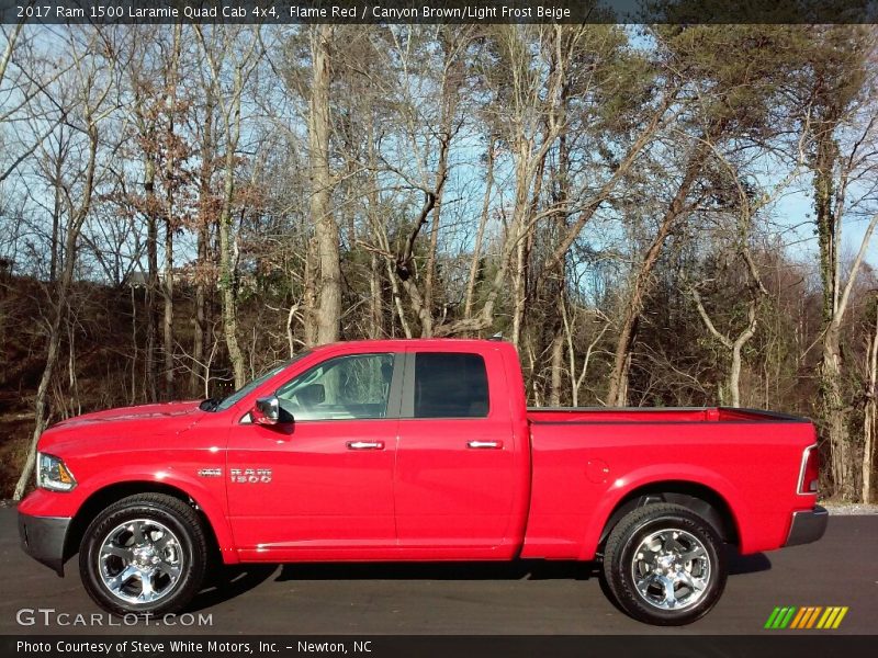 Flame Red / Canyon Brown/Light Frost Beige 2017 Ram 1500 Laramie Quad Cab 4x4