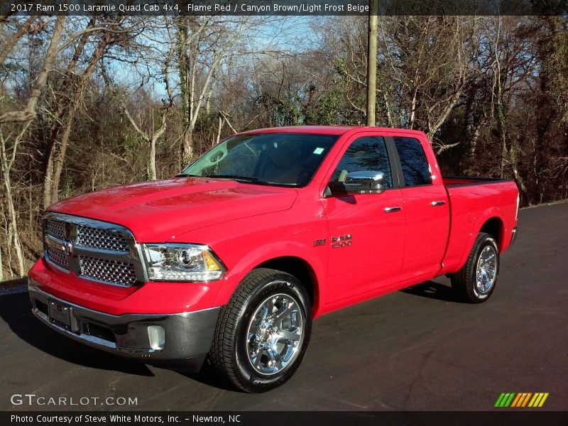 Flame Red / Canyon Brown/Light Frost Beige 2017 Ram 1500 Laramie Quad Cab 4x4