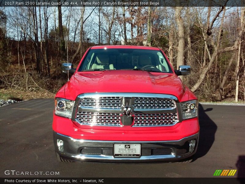 Flame Red / Canyon Brown/Light Frost Beige 2017 Ram 1500 Laramie Quad Cab 4x4