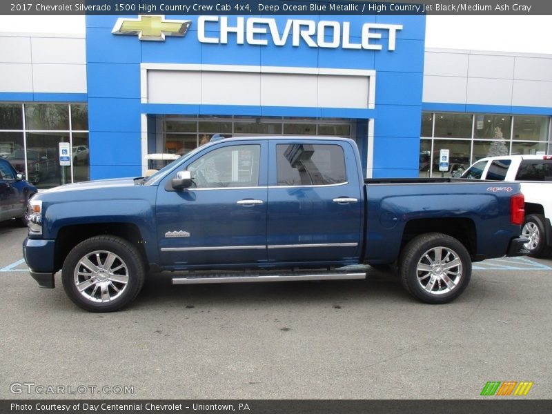 Deep Ocean Blue Metallic / High Country Jet Black/Medium Ash Gray 2017 Chevrolet Silverado 1500 High Country Crew Cab 4x4