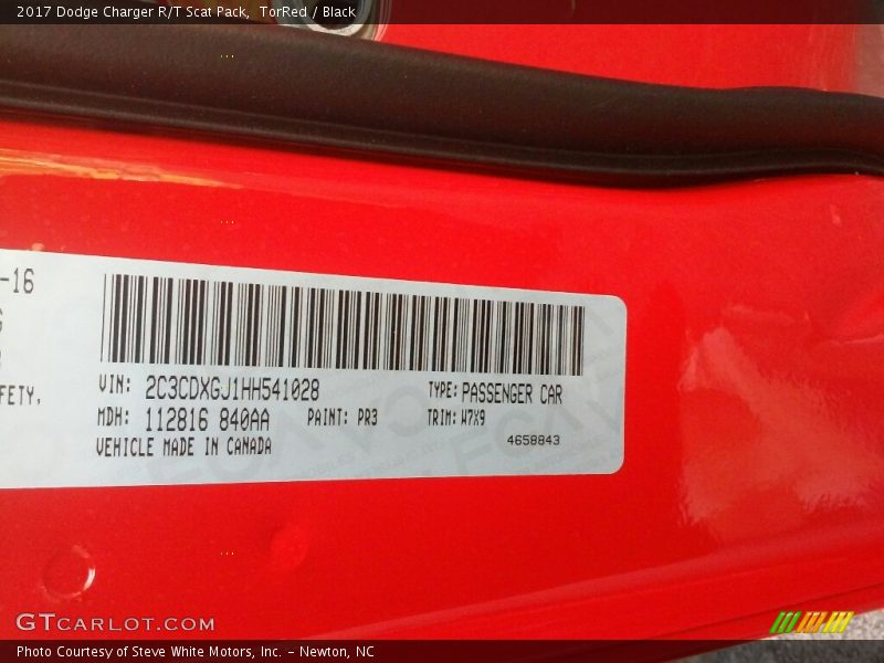 2017 Charger R/T Scat Pack TorRed Color Code PR3