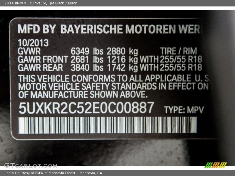 Jet Black / Black 2014 BMW X5 sDrive35i