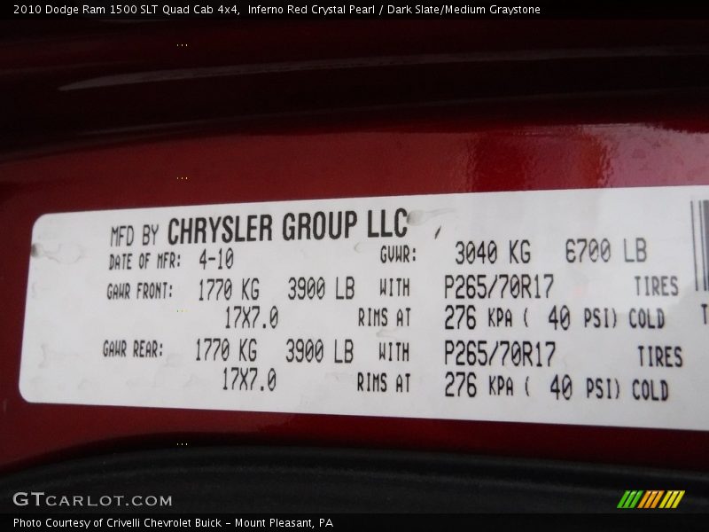 Inferno Red Crystal Pearl / Dark Slate/Medium Graystone 2010 Dodge Ram 1500 SLT Quad Cab 4x4