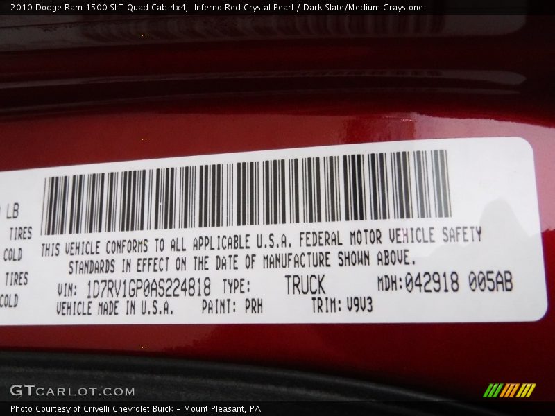 Inferno Red Crystal Pearl / Dark Slate/Medium Graystone 2010 Dodge Ram 1500 SLT Quad Cab 4x4