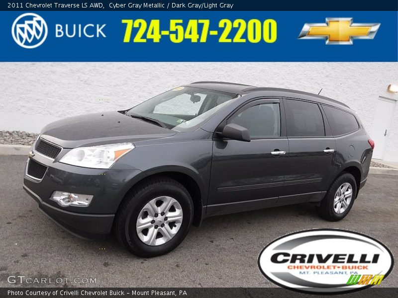 Cyber Gray Metallic / Dark Gray/Light Gray 2011 Chevrolet Traverse LS AWD