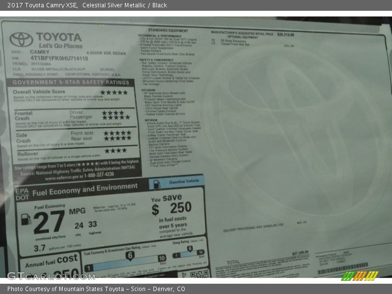 Celestial Silver Metallic / Black 2017 Toyota Camry XSE