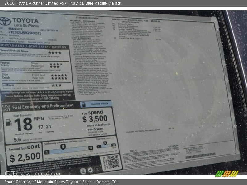 Nautical Blue Metallic / Black 2016 Toyota 4Runner Limited 4x4