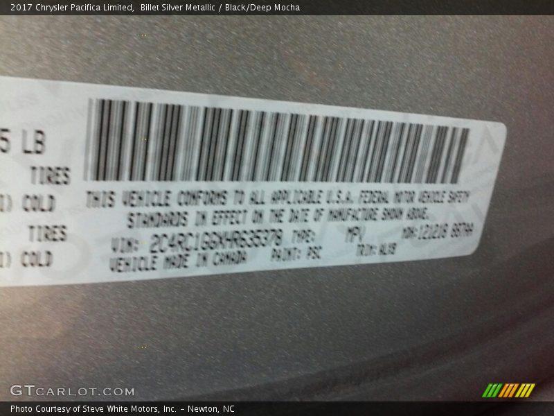 Billet Silver Metallic / Black/Deep Mocha 2017 Chrysler Pacifica Limited