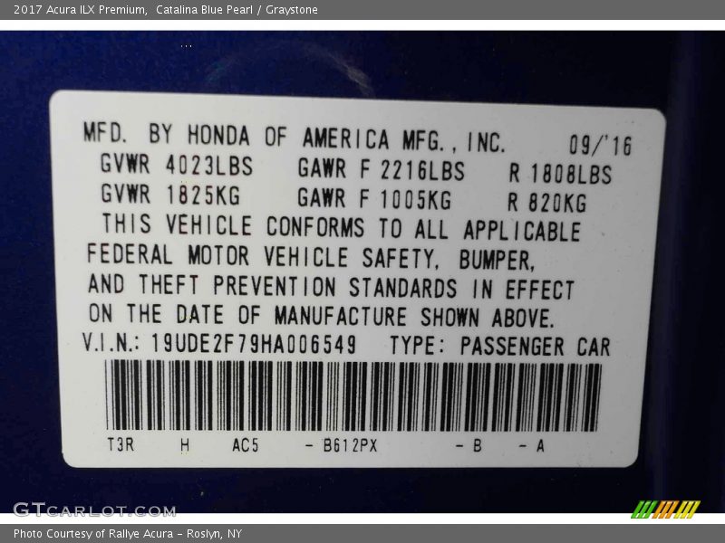 Catalina Blue Pearl / Graystone 2017 Acura ILX Premium
