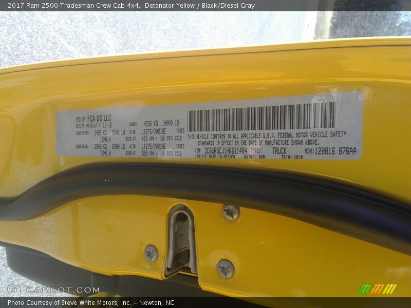 2017 2500 Tradesman Crew Cab 4x4 Detonator Yellow Color Code PYR
