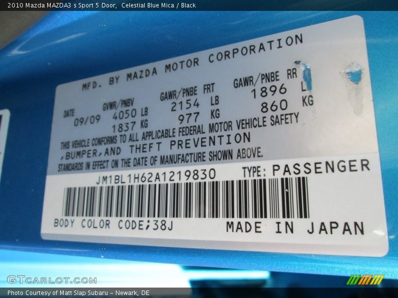 Celestial Blue Mica / Black 2010 Mazda MAZDA3 s Sport 5 Door