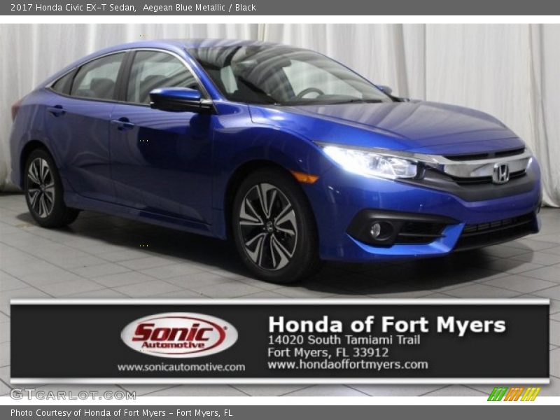 Aegean Blue Metallic / Black 2017 Honda Civic EX-T Sedan