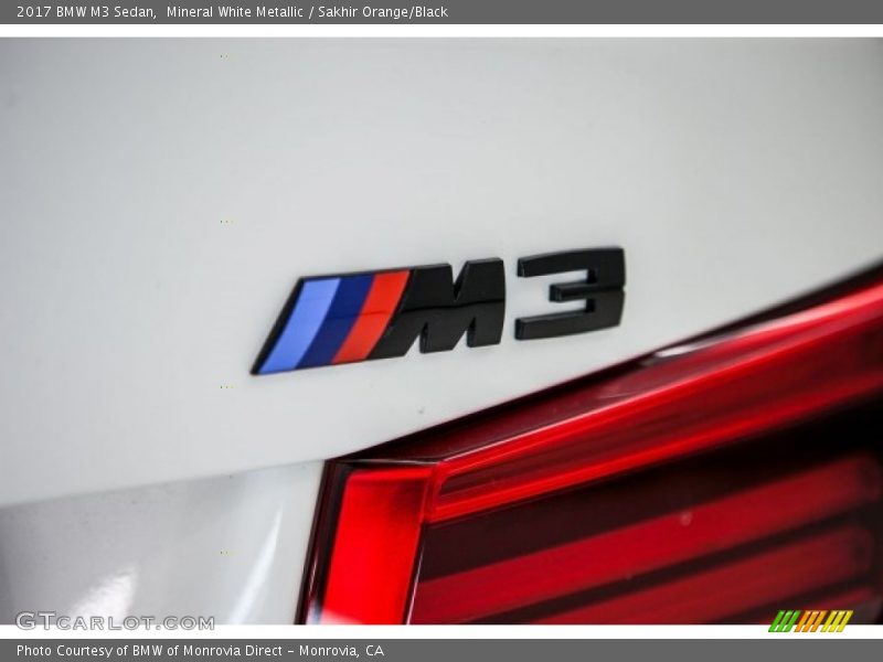 Mineral White Metallic / Sakhir Orange/Black 2017 BMW M3 Sedan