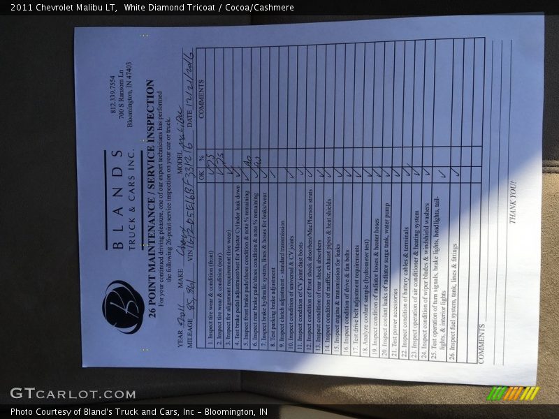 White Diamond Tricoat / Cocoa/Cashmere 2011 Chevrolet Malibu LT