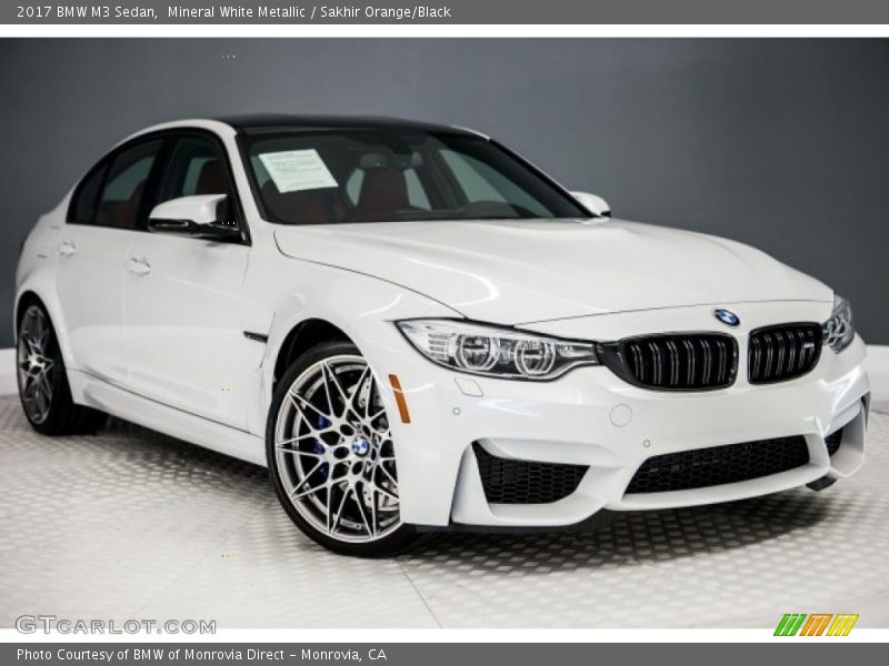 Mineral White Metallic / Sakhir Orange/Black 2017 BMW M3 Sedan