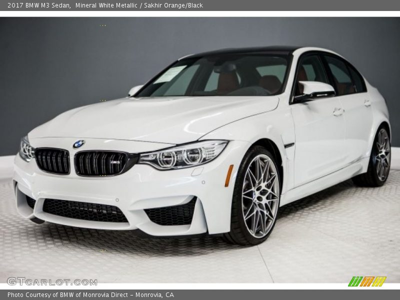 Mineral White Metallic / Sakhir Orange/Black 2017 BMW M3 Sedan