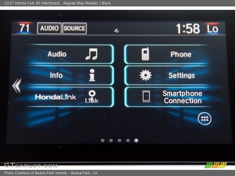 Aegean Blue Metallic / Black 2017 Honda Civic EX Hatchback