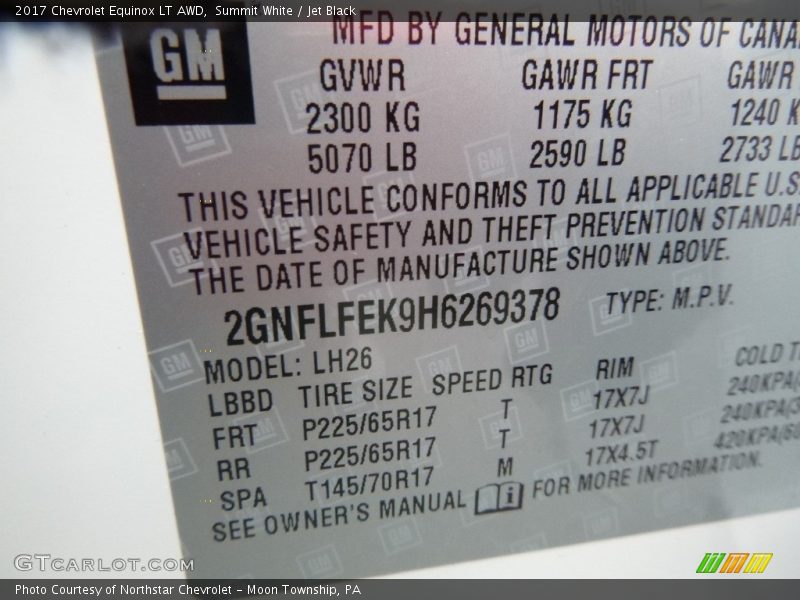 Summit White / Jet Black 2017 Chevrolet Equinox LT AWD