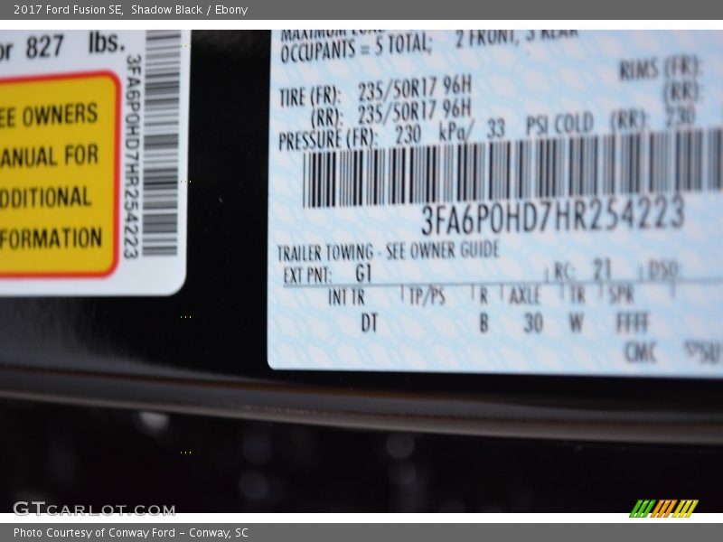 Shadow Black / Ebony 2017 Ford Fusion SE