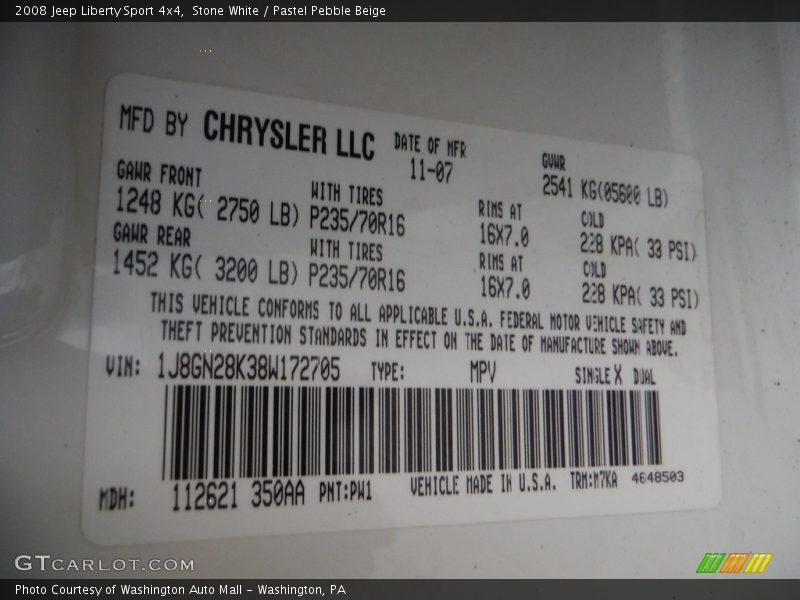 Stone White / Pastel Pebble Beige 2008 Jeep Liberty Sport 4x4