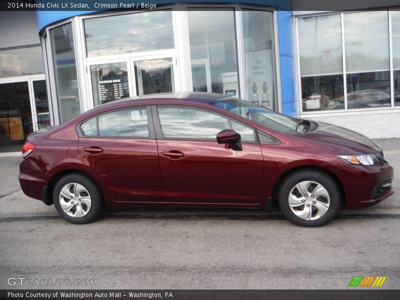 Crimson Pearl / Beige 2014 Honda Civic LX Sedan