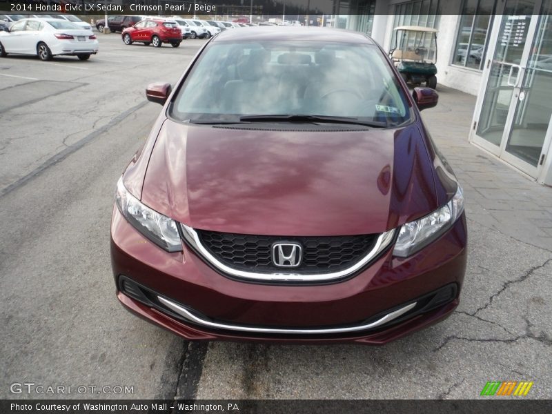 Crimson Pearl / Beige 2014 Honda Civic LX Sedan