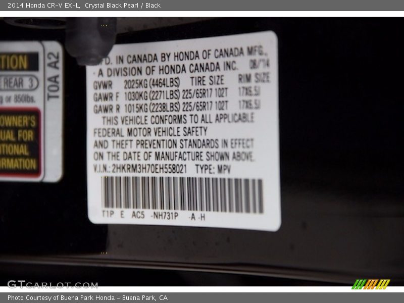 Crystal Black Pearl / Black 2014 Honda CR-V EX-L