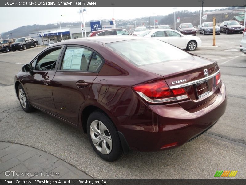 Crimson Pearl / Beige 2014 Honda Civic LX Sedan
