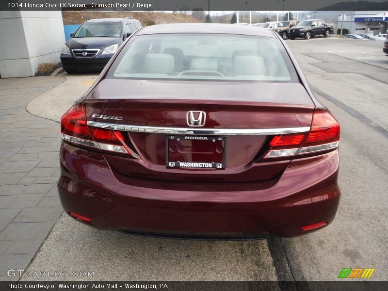 Crimson Pearl / Beige 2014 Honda Civic LX Sedan