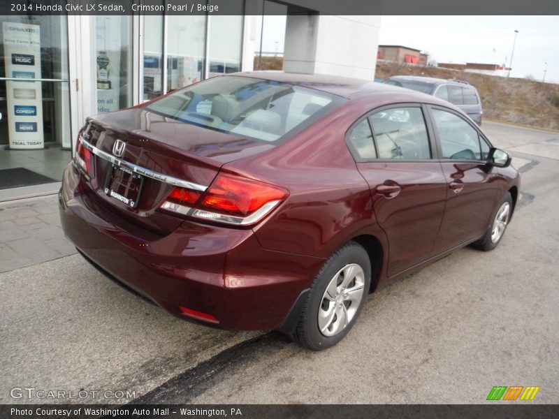 Crimson Pearl / Beige 2014 Honda Civic LX Sedan