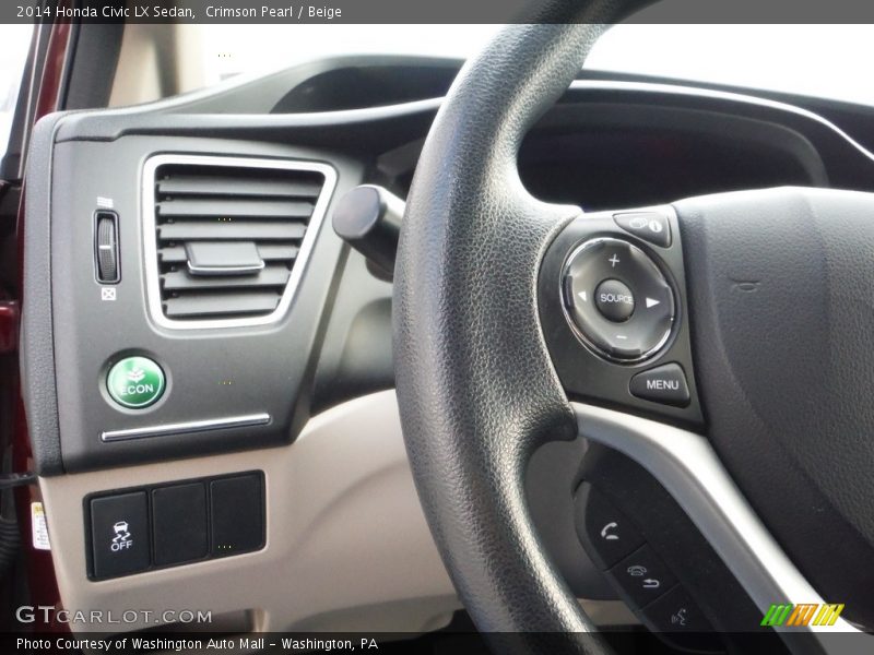 Crimson Pearl / Beige 2014 Honda Civic LX Sedan