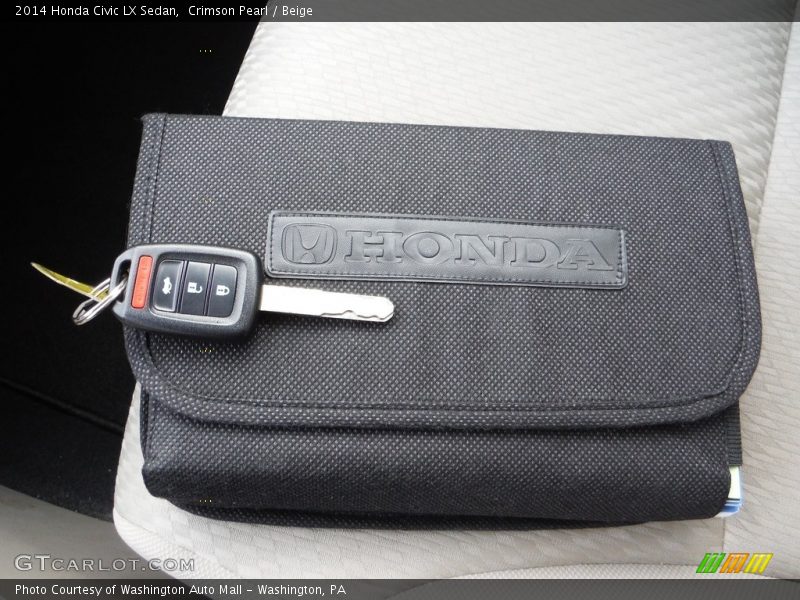 Crimson Pearl / Beige 2014 Honda Civic LX Sedan