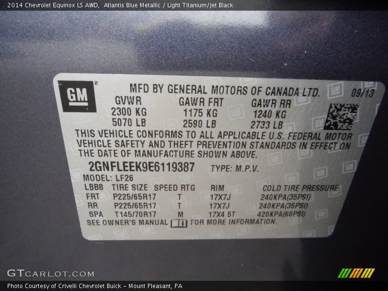 Atlantis Blue Metallic / Light Titanium/Jet Black 2014 Chevrolet Equinox LS AWD