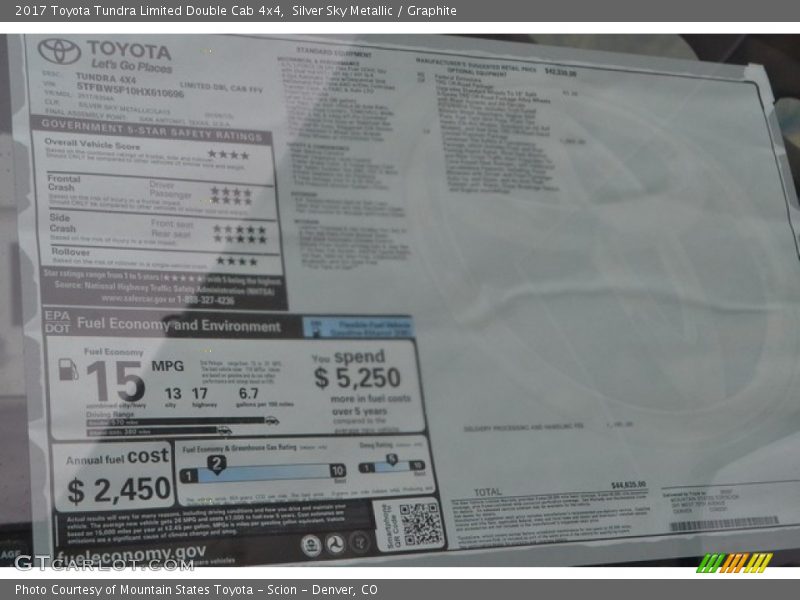 Silver Sky Metallic / Graphite 2017 Toyota Tundra Limited Double Cab 4x4