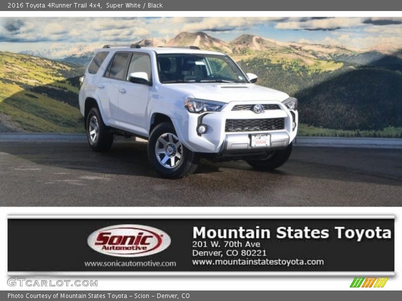 Super White / Black 2016 Toyota 4Runner Trail 4x4