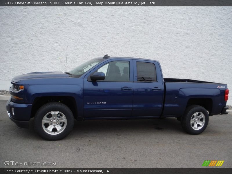 Deep Ocean Blue Metallic / Jet Black 2017 Chevrolet Silverado 1500 LT Double Cab 4x4