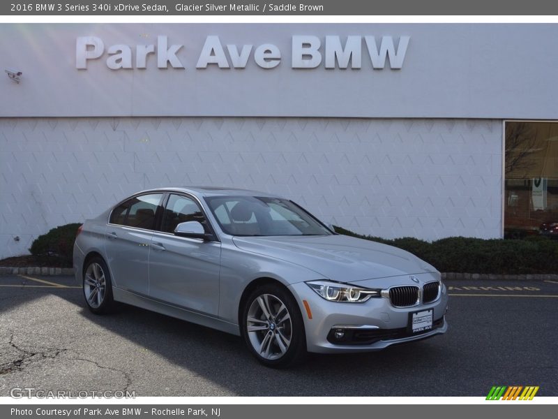 Glacier Silver Metallic / Saddle Brown 2016 BMW 3 Series 340i xDrive Sedan