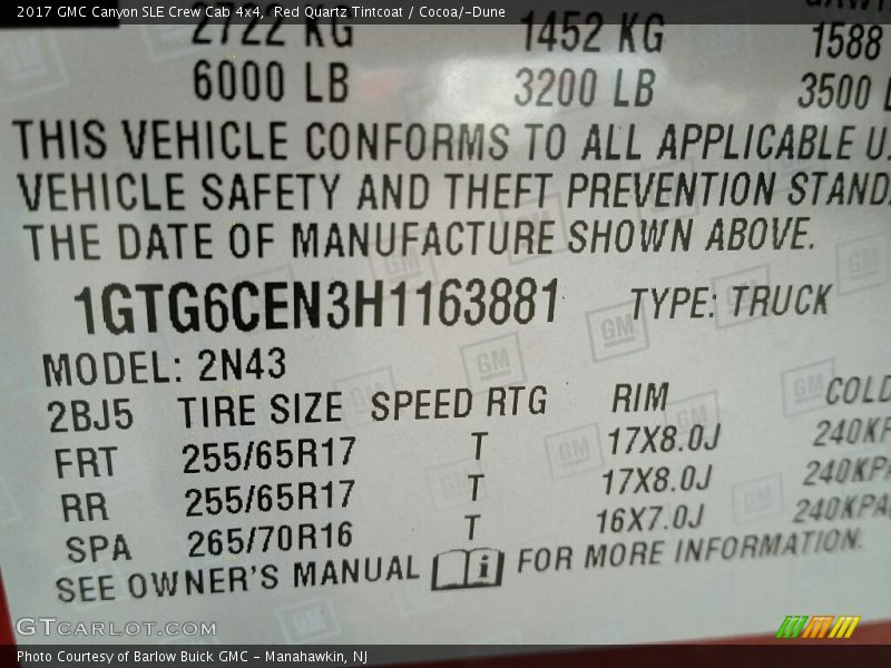 Red Quartz Tintcoat / Cocoa/­Dune 2017 GMC Canyon SLE Crew Cab 4x4