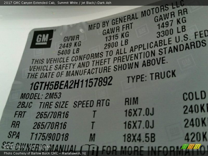 Summit White / Jet Black/­Dark Ash 2017 GMC Canyon Extended Cab