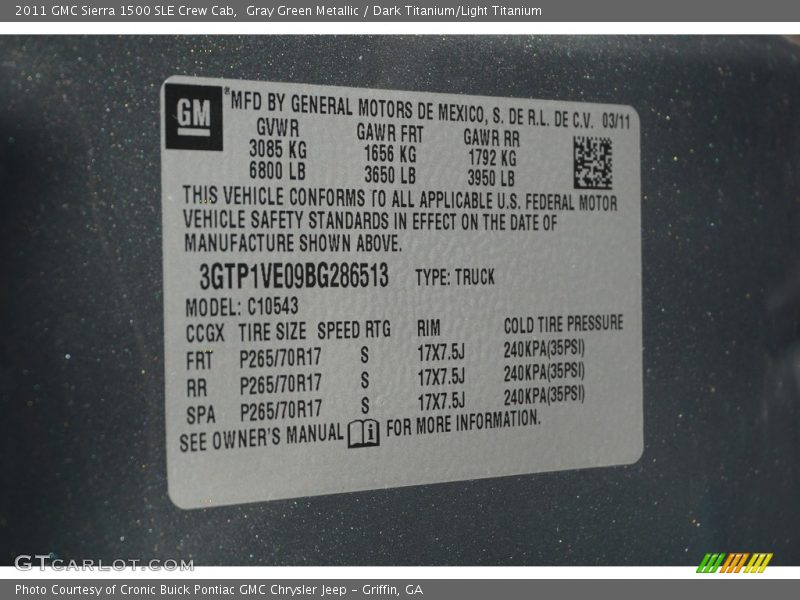 Gray Green Metallic / Dark Titanium/Light Titanium 2011 GMC Sierra 1500 SLE Crew Cab