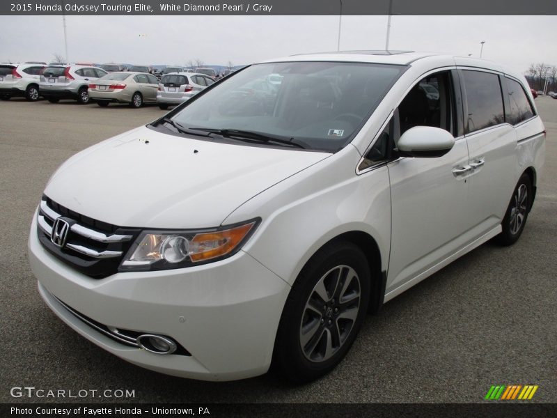 White Diamond Pearl / Gray 2015 Honda Odyssey Touring Elite