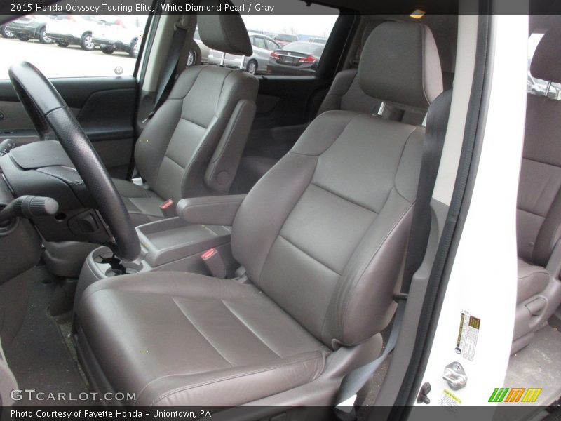 White Diamond Pearl / Gray 2015 Honda Odyssey Touring Elite