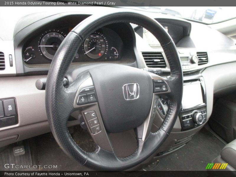 White Diamond Pearl / Gray 2015 Honda Odyssey Touring Elite