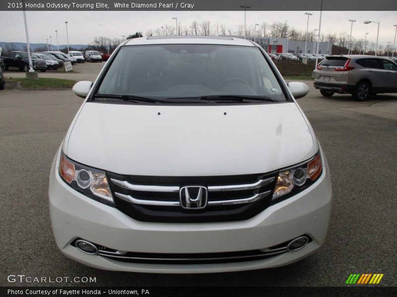 White Diamond Pearl / Gray 2015 Honda Odyssey Touring Elite