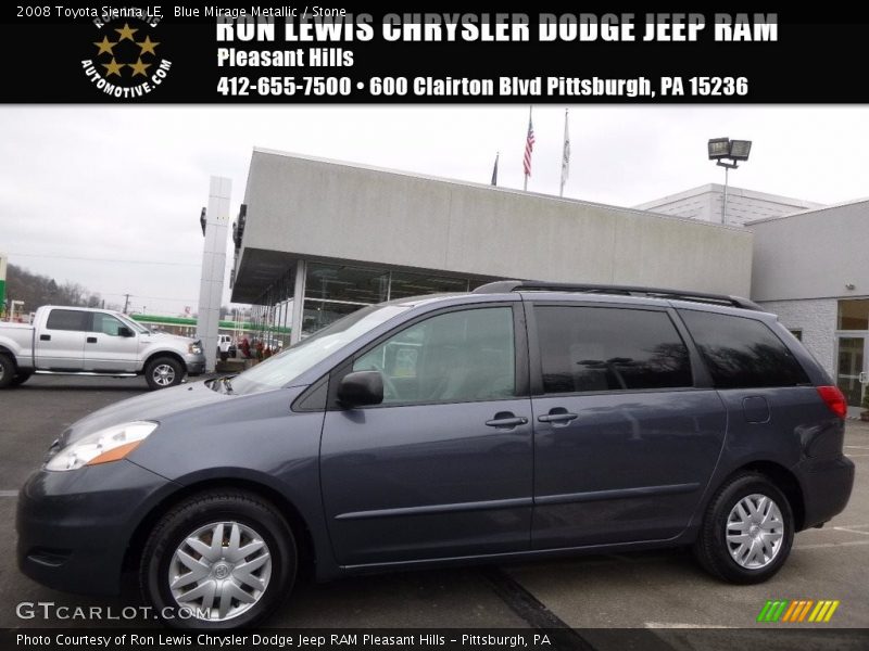 Blue Mirage Metallic / Stone 2008 Toyota Sienna LE